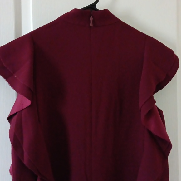 Kate Spade satin crepe flutter sleeve dress NWT Burgundy - Picture 5 of 9